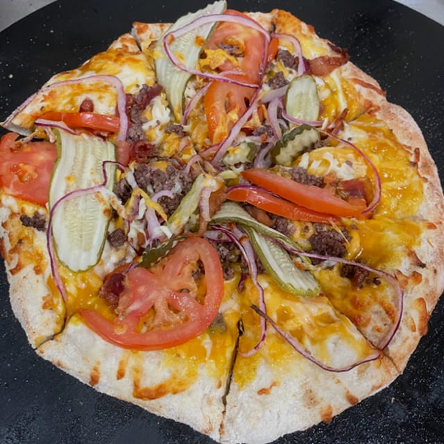 Bacon Cheeseburgers Pizza.