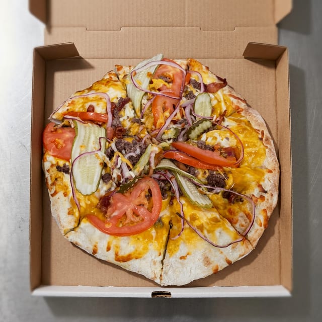 Bacon Cheeseburgers Pizza.