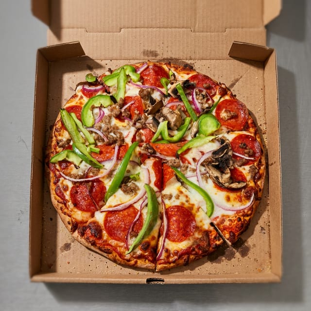 TJ Deluxe Pizza.