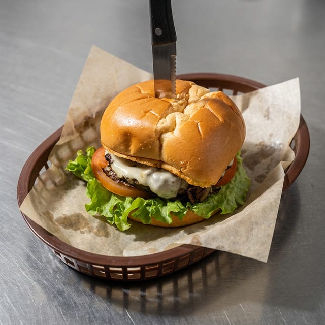 Mushroom Swiss Burger.